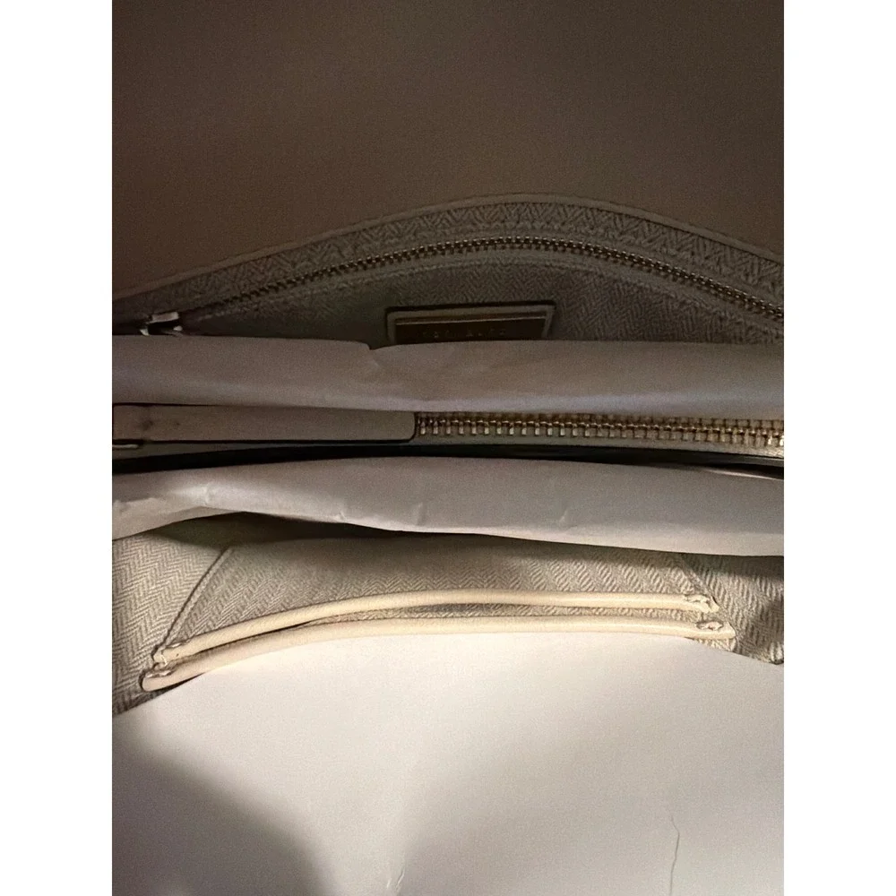 Tory Burch Kira Chevron Convertible Shoulder Bag New Cream Leather 90446